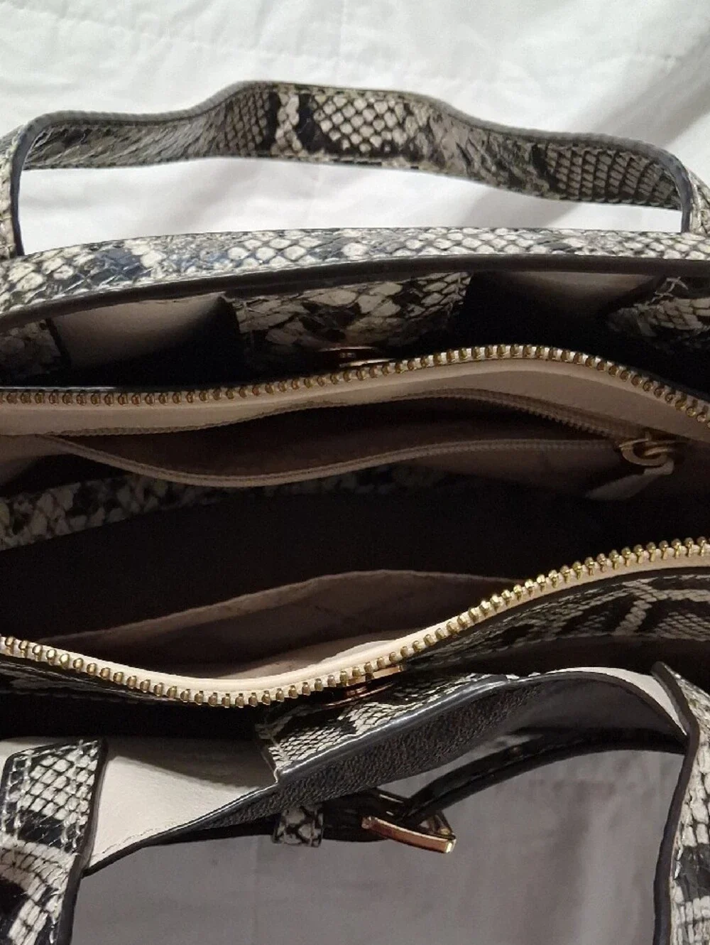 Michael Kors Brown Logo Tote with Snake-Print Accents - Picture 5 of 6